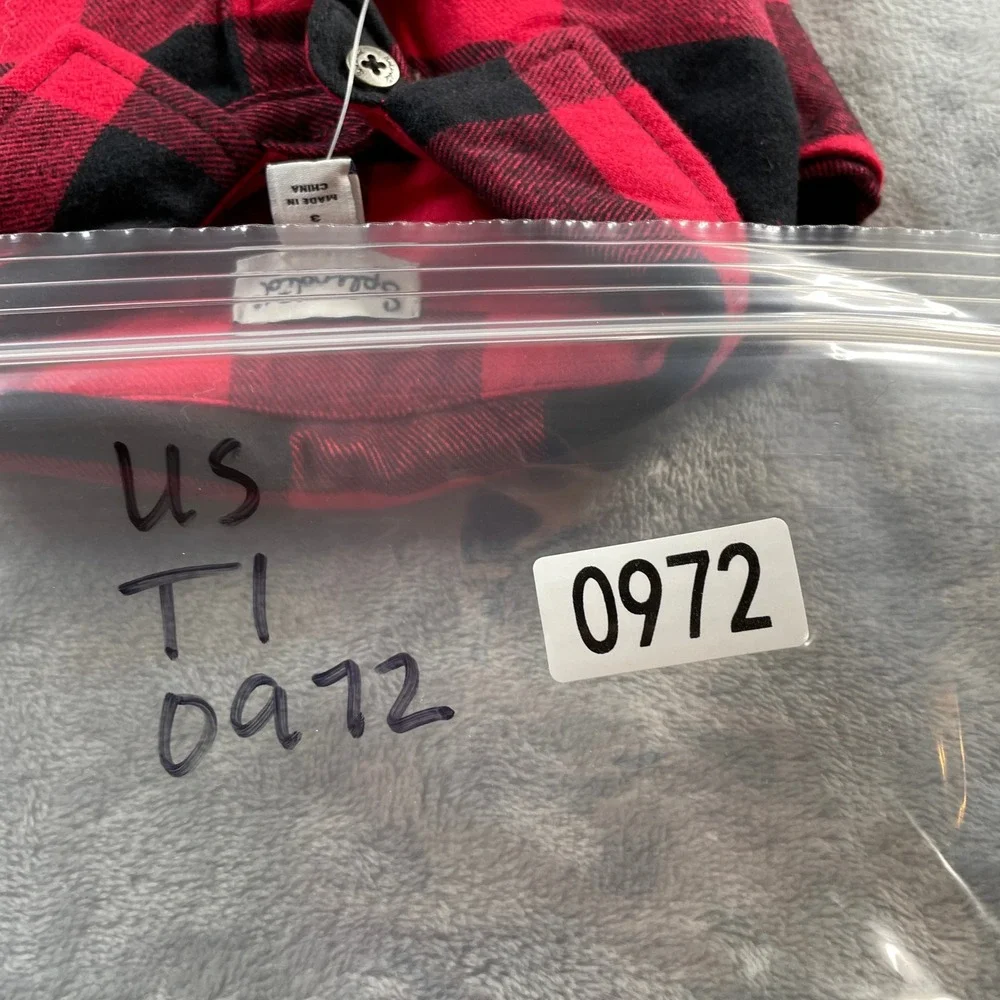 Splendid Kids Size 3 Red Black Buffalo Plaid Flannel Long Sleeve Shirt NWT READ‎